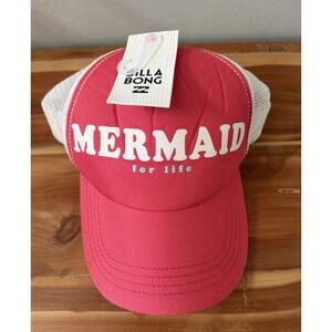 Billabong Pink “Mermaid For Life” Trucker SnapBack Hat NEW